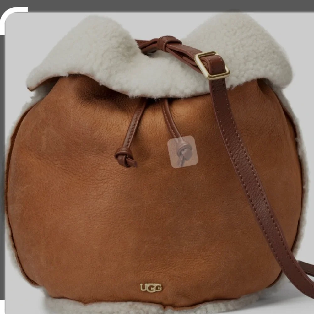 UGG Claire Drawstring Shoulder Bag - Signature Sheepskin, Bomber Finish - Picture 6 of 6